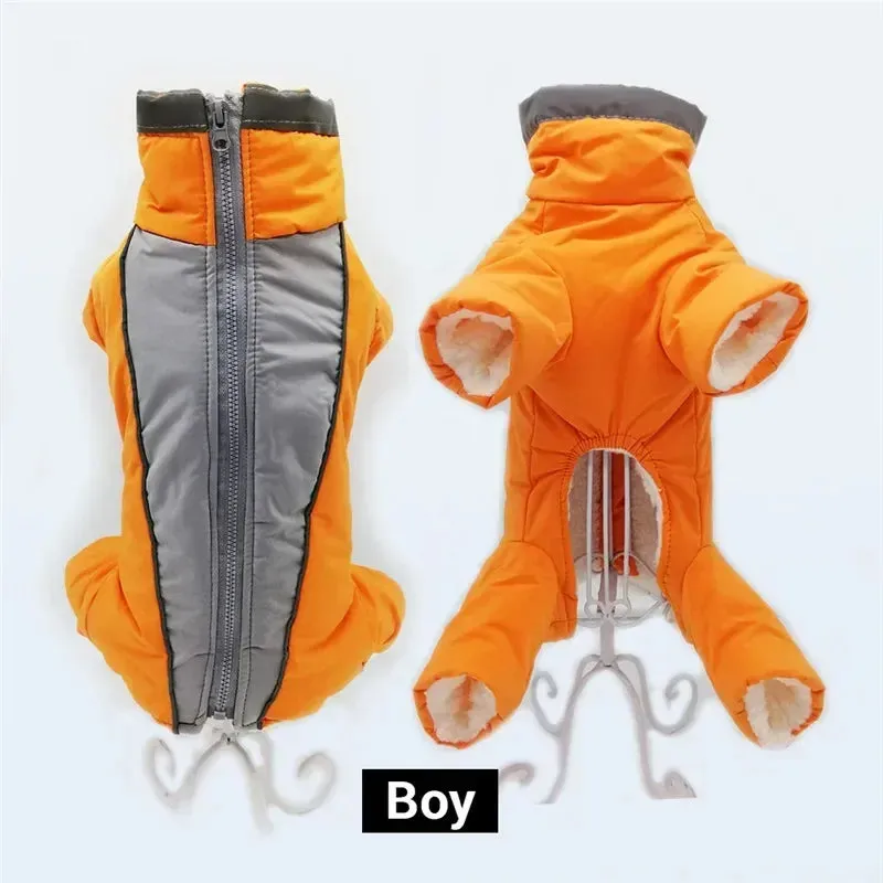 Dog winter clothing, warm and waterproof  jumpsuit,  reflective jacket,