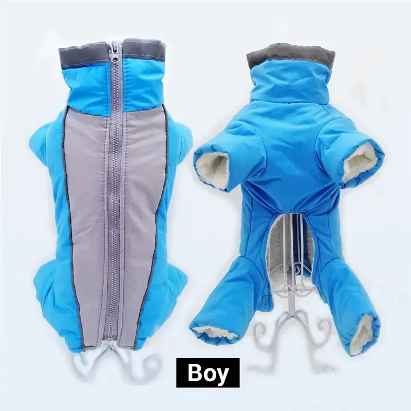 Dog winter clothing, warm and waterproof  jumpsuit,  reflective jacket,