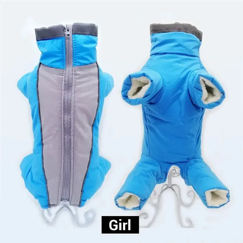 Dog winter clothing, warm and waterproof  jumpsuit,  reflective jacket,
