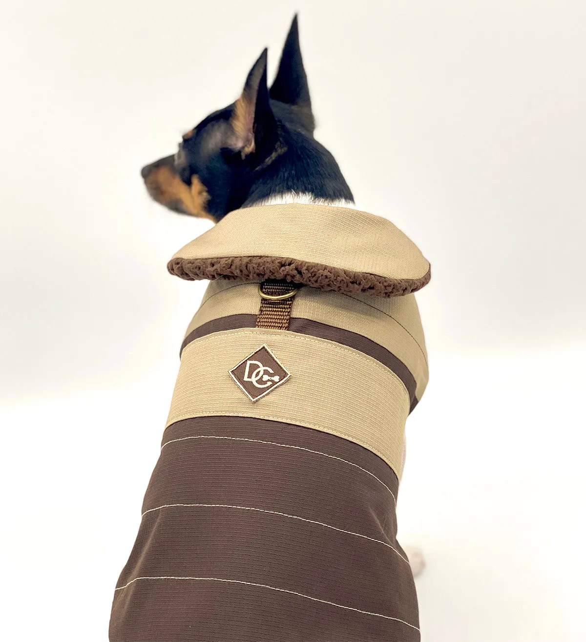 DoggieCoutureNY Water Resistant Brown & Tan Coat