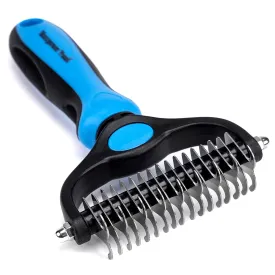 Double-Sided Pet Grooming Brush: Unlock Your Pet's Best Fur | Essential Shedding & Dematting Undercoat Rake Comb | Perfect for Dogs & Cats | Extra Wide Design in Captivating Blue | Elevate Your Grooming Routine with Flawless Results!