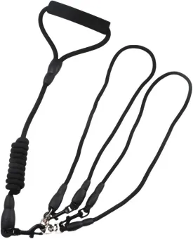 Dual Dog Leash, Two Heads Dogs Leash Detachable Pet Supplies Black Dogs Traction Rope Adjustable 2 Way Pet Leash Outdoor
