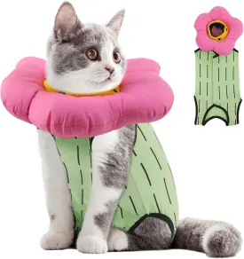 EMUST 2PCS Cat Recovery Suit and Cone Collar - Breathable Spay Suit, Adjustable Soft E Collar Alternative for Cats After Surgery - Green, L (8-16lb) EMUST 2PCS Cat Recovery Suit and Cone Collar - Breathable Spay Suit, Adjustable Soft E Collar Alternative for Cats After Surgery - Green, L (8-16lb)