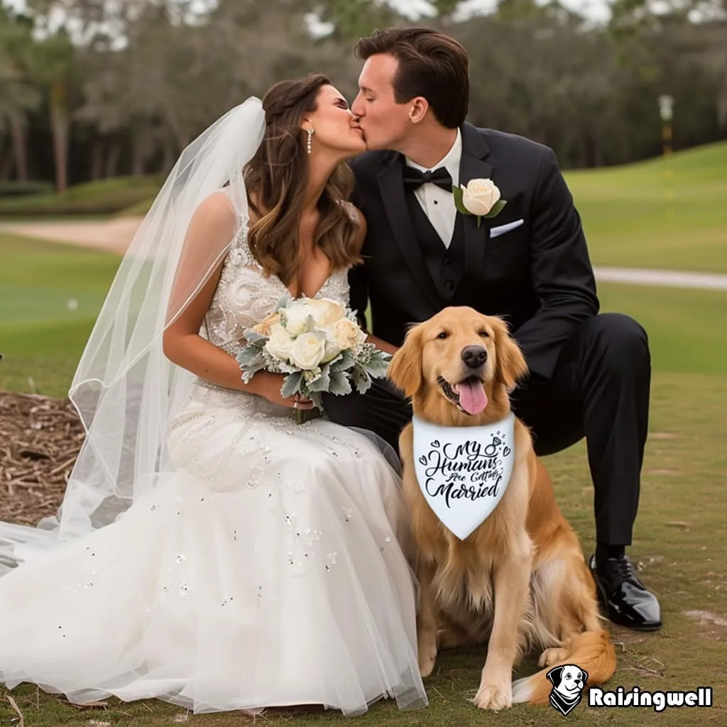 Engagement Gift for Couples Dog Bandana, My Humans are Getting Married Dog Bandanas,Wedding Party Triangle Scarf for Small to Medium Breed Dogs, 1 Pack 2 Pattern Reversible(Small)