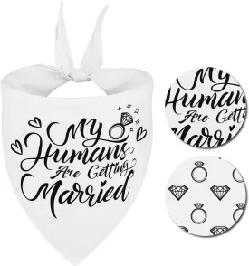 Engagement Gift for Couples Dog Bandana, My Humans are Getting Married Dog Bandanas,Wedding Party Triangle Scarf for Small to Medium Breed Dogs, 1 Pack 2 Pattern Reversible(Small)