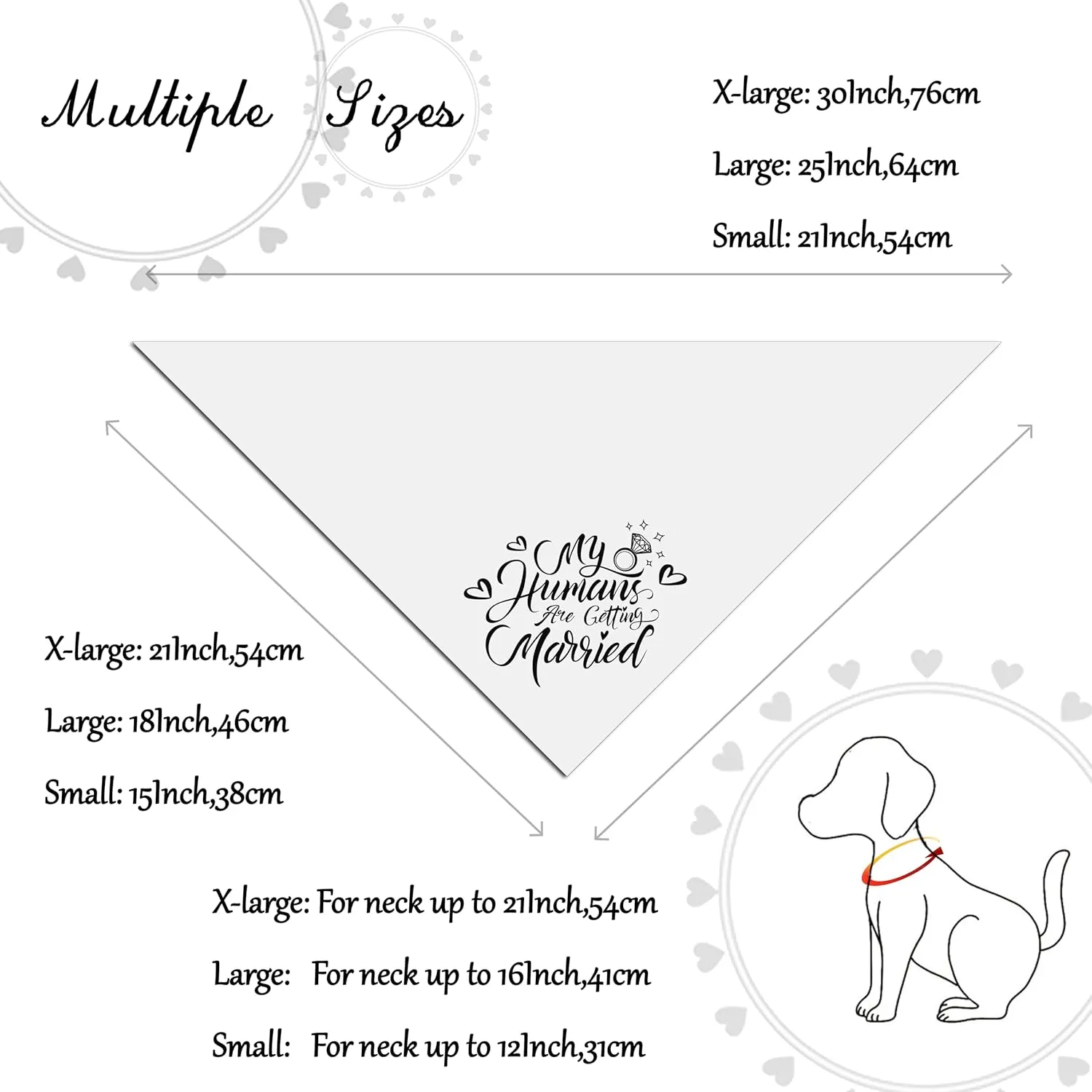 Engagement Gift for Couples Dog Bandana, My Humans are Getting Married Dog Bandanas,Wedding Party Triangle Scarf for Small to Medium Breed Dogs, 1 Pack 2 Pattern Reversible(Small)