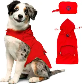 fabdog Packable Dog Raincoat (Large, Red)