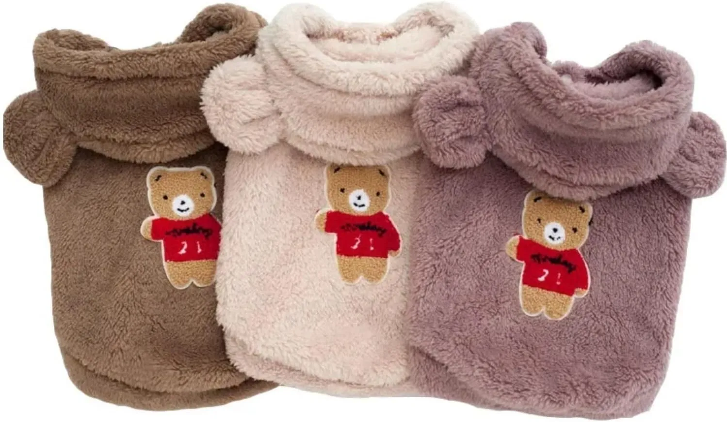 Fleece Dog Hoodies Warm Pet Clothes for Small Dog Coat Jacket Cute Bear Ear Dog Clothing Chihuahua Yorkie Costume (Red,S)