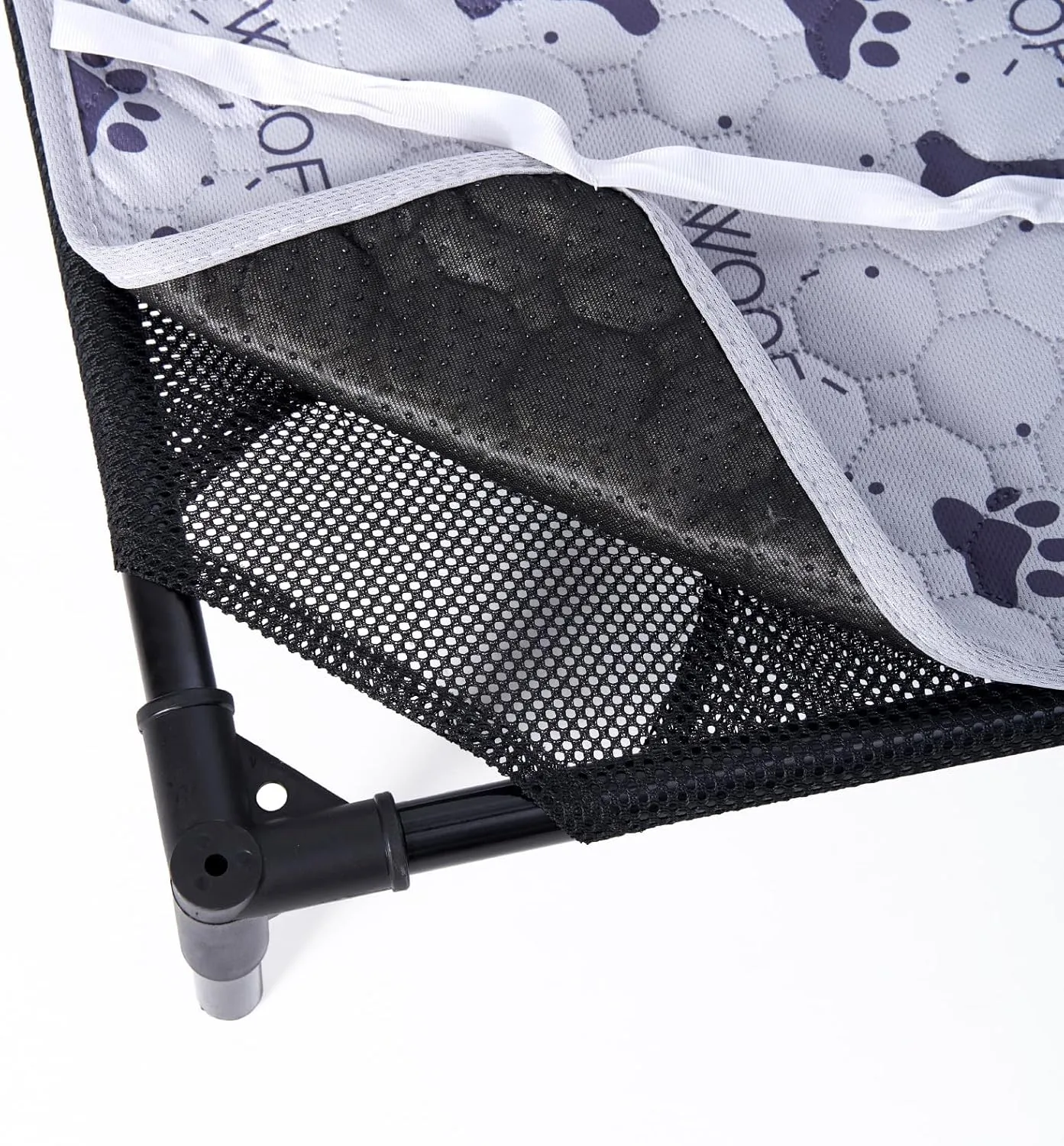 Forher Assemblable Metal Frame Puppy Elevated Dog Bed, Portable Dog Bed, Easy to Clean, Breathable mesh, Puppy cat Bed, Indoor and Outdoor use, Travel, Campingpet Bed Off The Ground,S-Black, Small