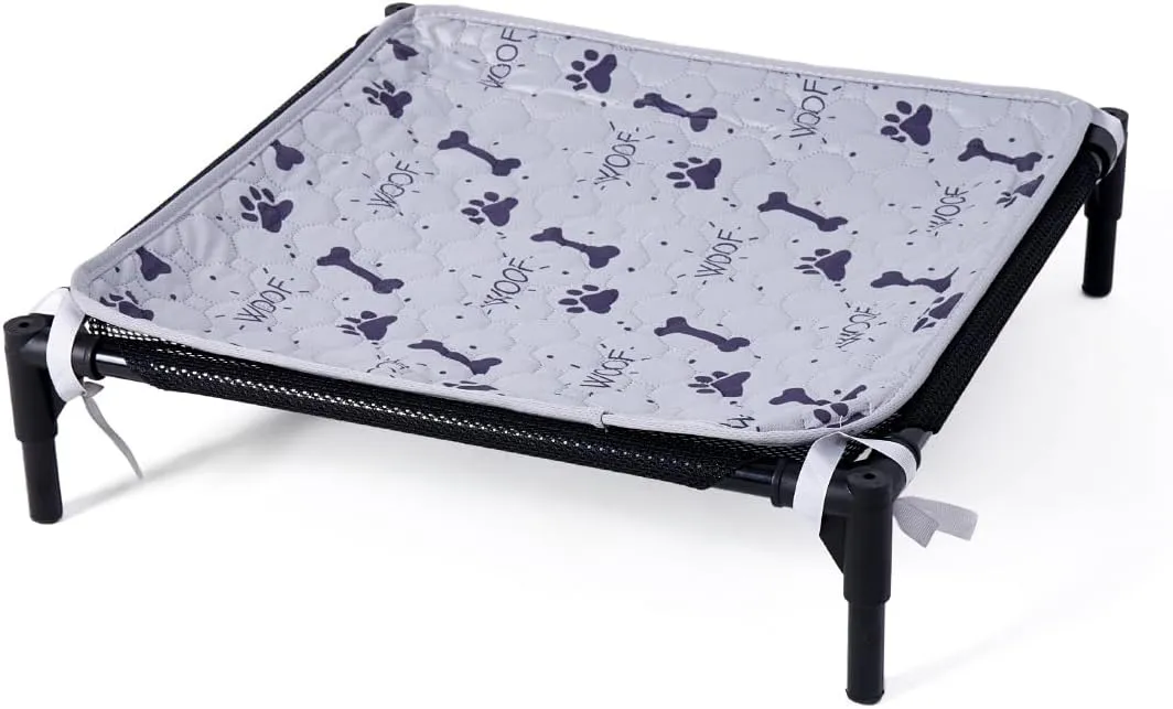 Forher Assemblable Metal Frame Puppy Elevated Dog Bed, Portable Dog Bed, Easy to Clean, Breathable mesh, Puppy cat Bed, Indoor and Outdoor use, Travel, Campingpet Bed Off The Ground,S-Black, Small