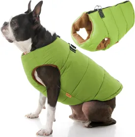 Gooby Padded Vest Dog Jacket - Solid Green, X-Large - Warm Zip Up Vest Fleece Jacket with Dual D Ring Leash - Water Resistant Sweater - Clothes for Small and Medium Dogs
