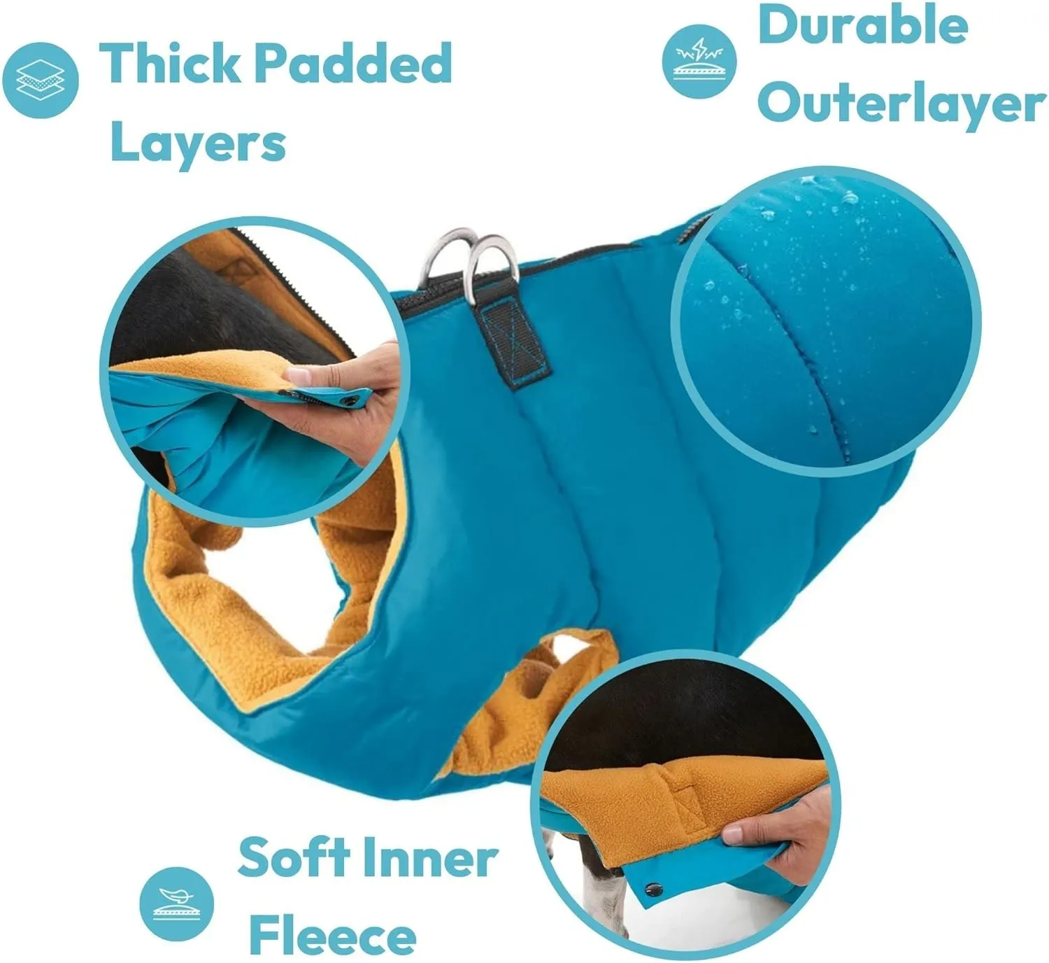Gooby Padded Vest Dog Jacket - Solid Green, X-Large - Warm Zip Up Vest Fleece Jacket with Dual D Ring Leash - Water Resistant Sweater - Clothes for Small and Medium Dogs