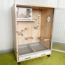 Guinea Pig Cage | Small Animal Cage with Ice Nest for Summer | Ferret Cage Chinchilla Cages Pet Cage with Wheels and Removable Tray
