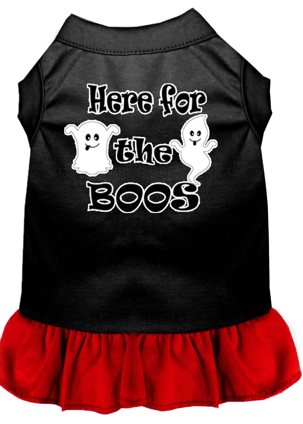 Here For The Boos Screen Print Dog Dress Black With Red Sm (10)
