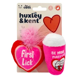 Huxley & Kent First Lick Heart & Be Mine Coffee Plush Cat Toy - 2 Pack