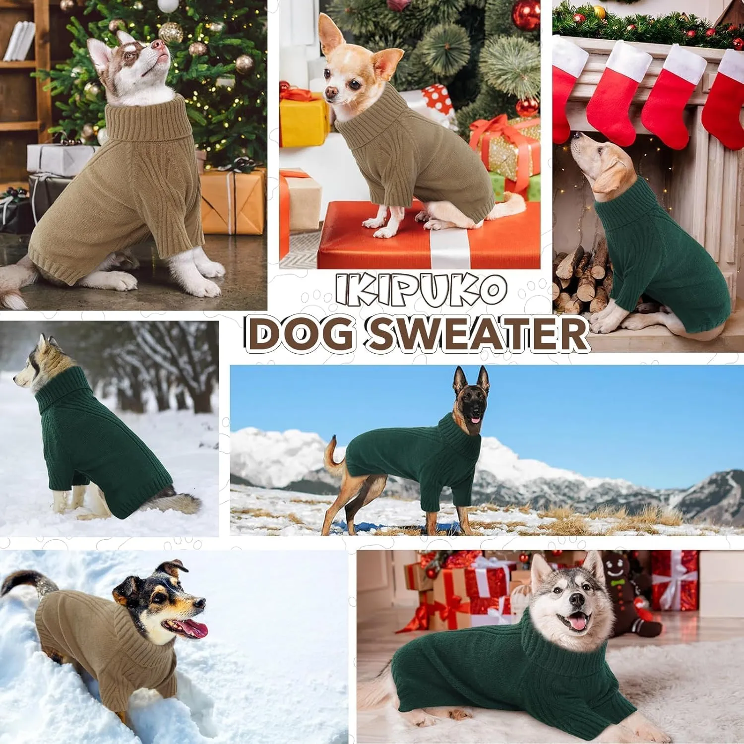 Kahki Small Dog Pullover - Fall & Winter Turtleneck Sweater for Female Toy Poodles & Yorkies - Christmas Dog Outfit