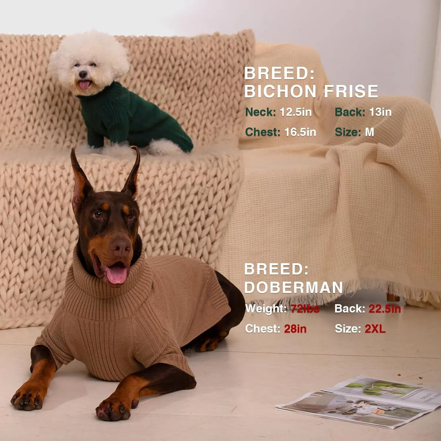 Kahki Small Dog Pullover - Fall & Winter Turtleneck Sweater for Female Toy Poodles & Yorkies - Christmas Dog Outfit