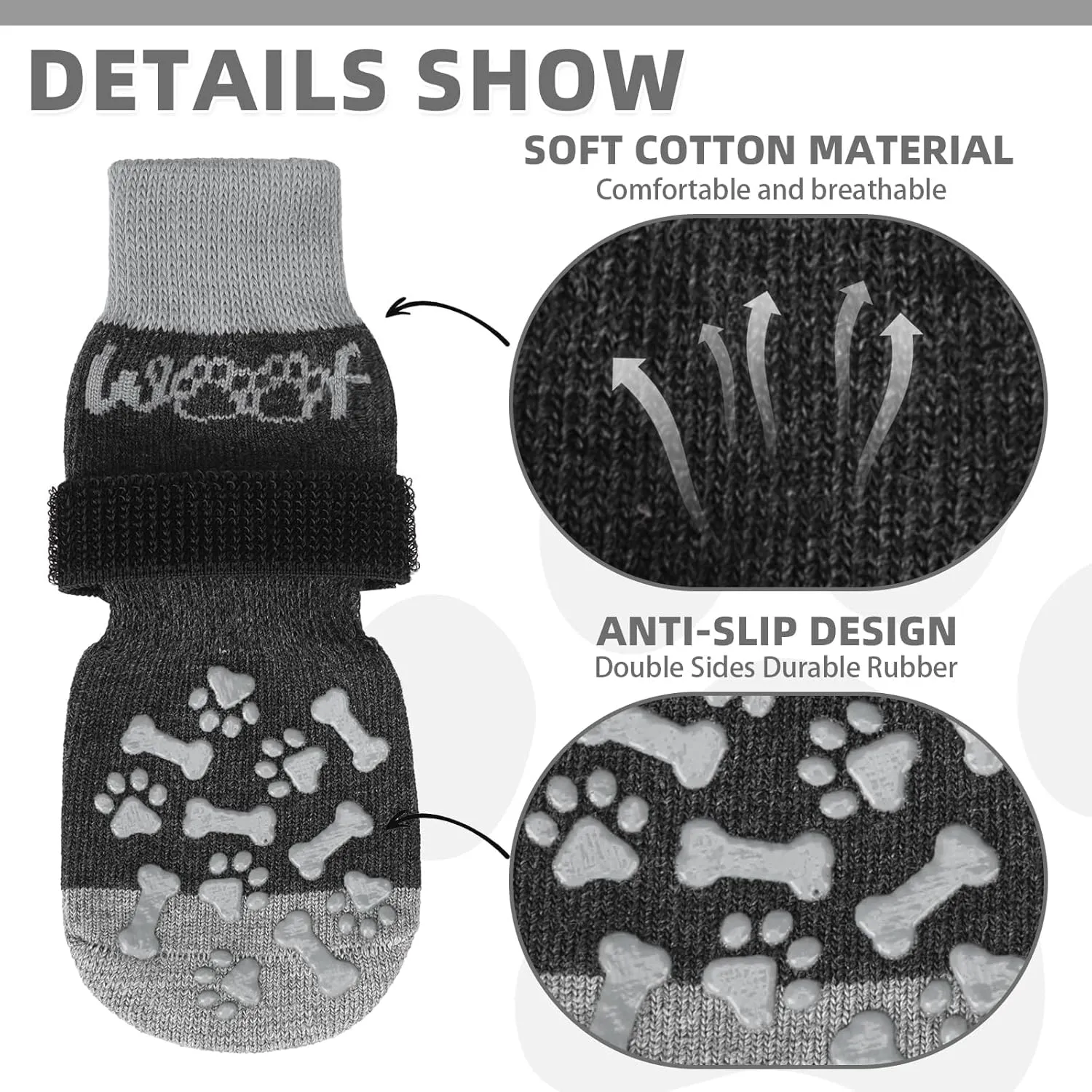 KOOLTAIL Dog Socks for Hot/Cold Pavement to Prevent Licking Paws,Dog Boots&Paw Protector for Hardwood Floors Anti Slip,Traction Control No Twist Grip Booties for Small Medium Large Senior Dogs SM