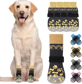 KOOLTAIL Dog Socks for Hot/Cold Pavement to Prevent Licking Paws,Dog Boots&Paw Protector for Hardwood Floors Anti Slip,Traction Control No Twist Grip Booties for Small Medium Large Senior Dogs SM