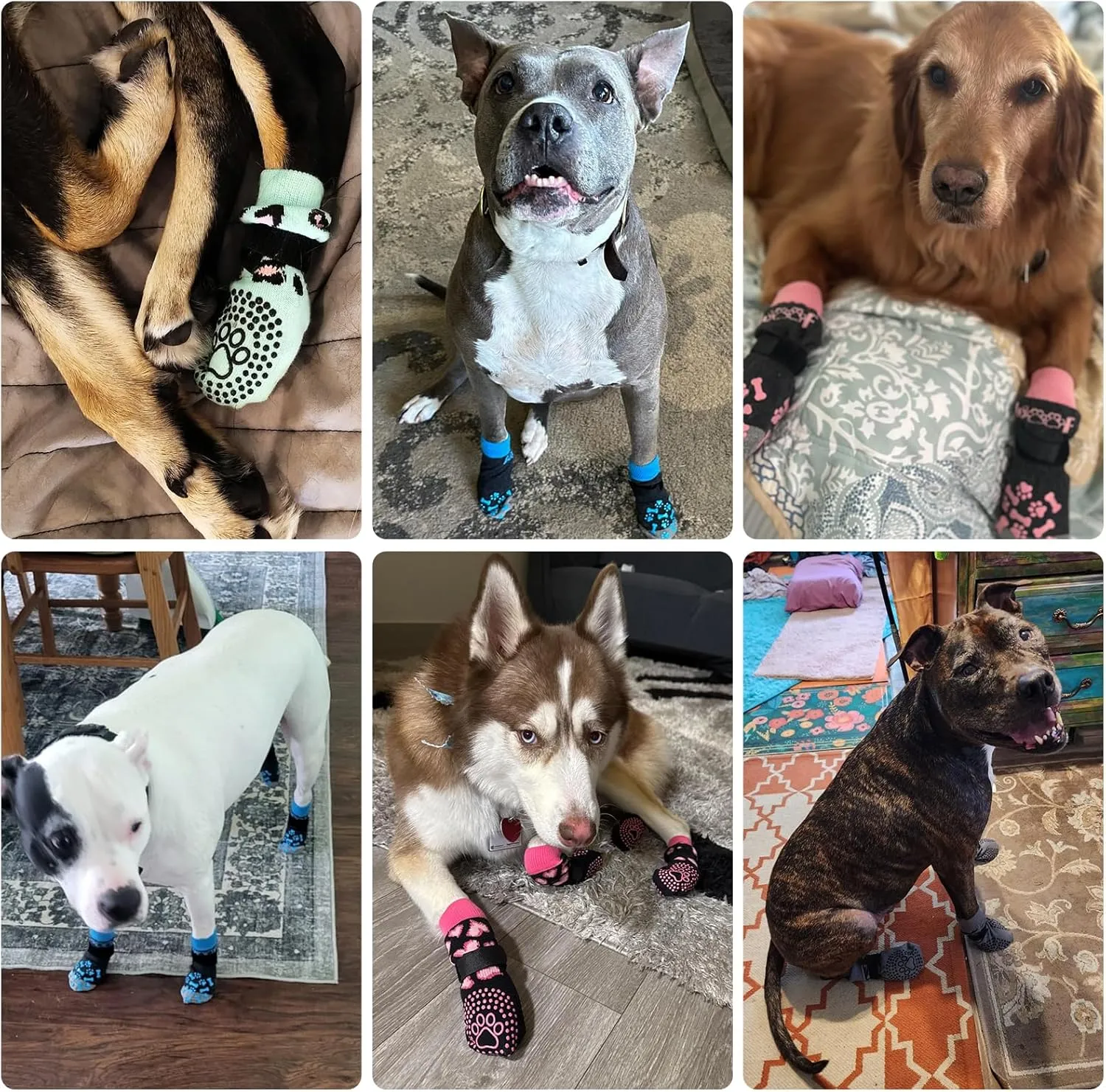 KOOLTAIL Dog Socks for Hot/Cold Pavement to Prevent Licking Paws,Dog Boots&Paw Protector for Hardwood Floors Anti Slip,Traction Control No Twist Grip Booties for Small Medium Large Senior Dogs SM