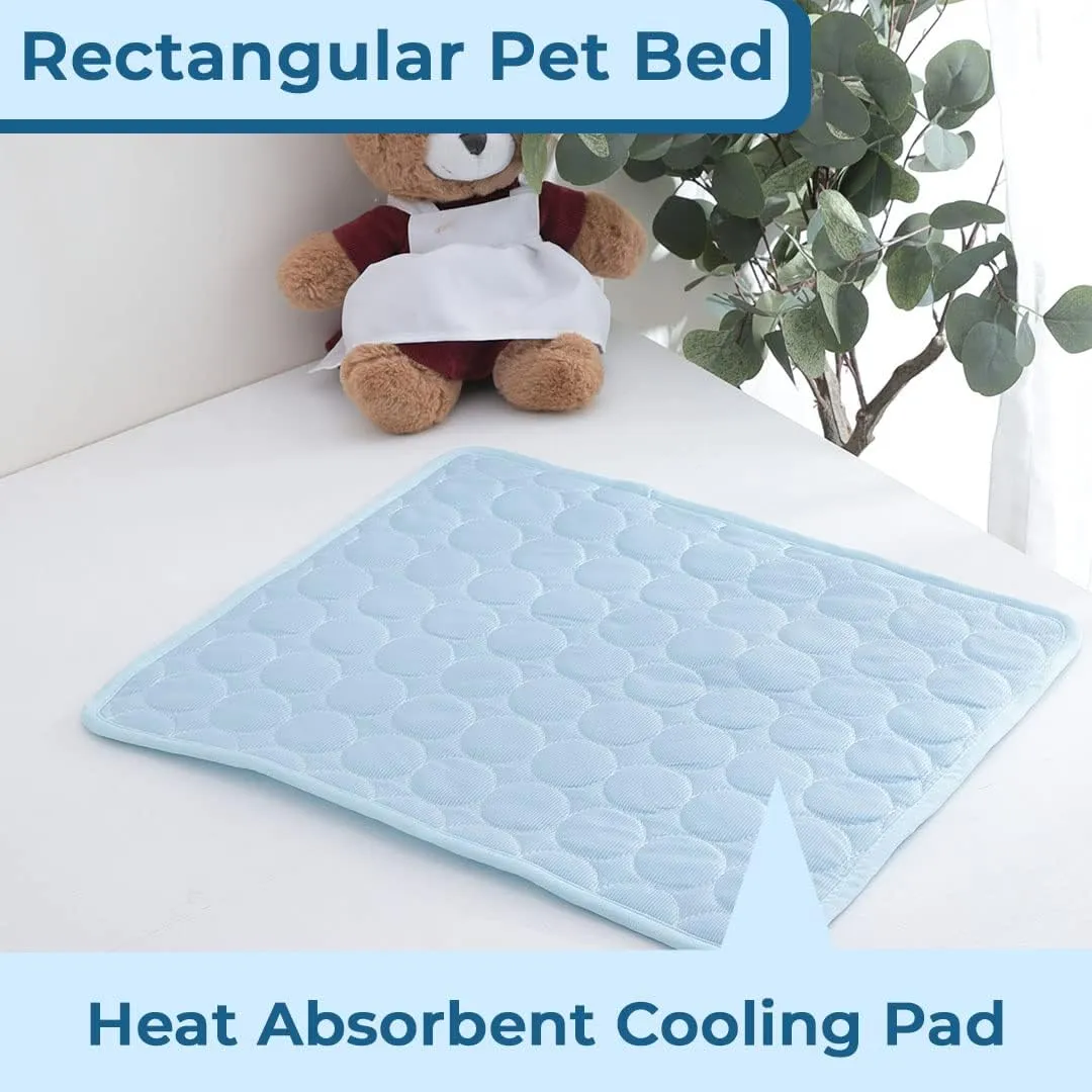 Kuber Industries Rectangular Dog & Cat Bed|Premium Cool Ice Silk Polyester With Bottom Mesh|MultiUtility Self-Cooling Pad For Dog & Cat|Light-weight & Durable Dog Bed|ZQCJ001LB-L|Light Blue(Pack Of 3)