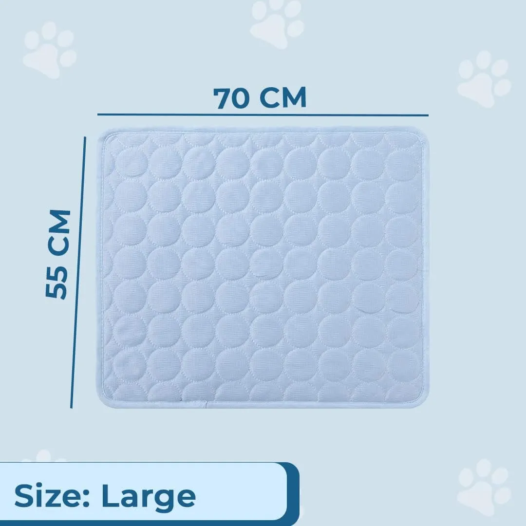 Kuber Industries Rectangular Dog & Cat Bed|Premium Cool Ice Silk Polyester With Bottom Mesh|MultiUtility Self-Cooling Pad For Dog & Cat|Light-weight & Durable Dog Bed|ZQCJ001LB-L|Light Blue(Pack Of 3)