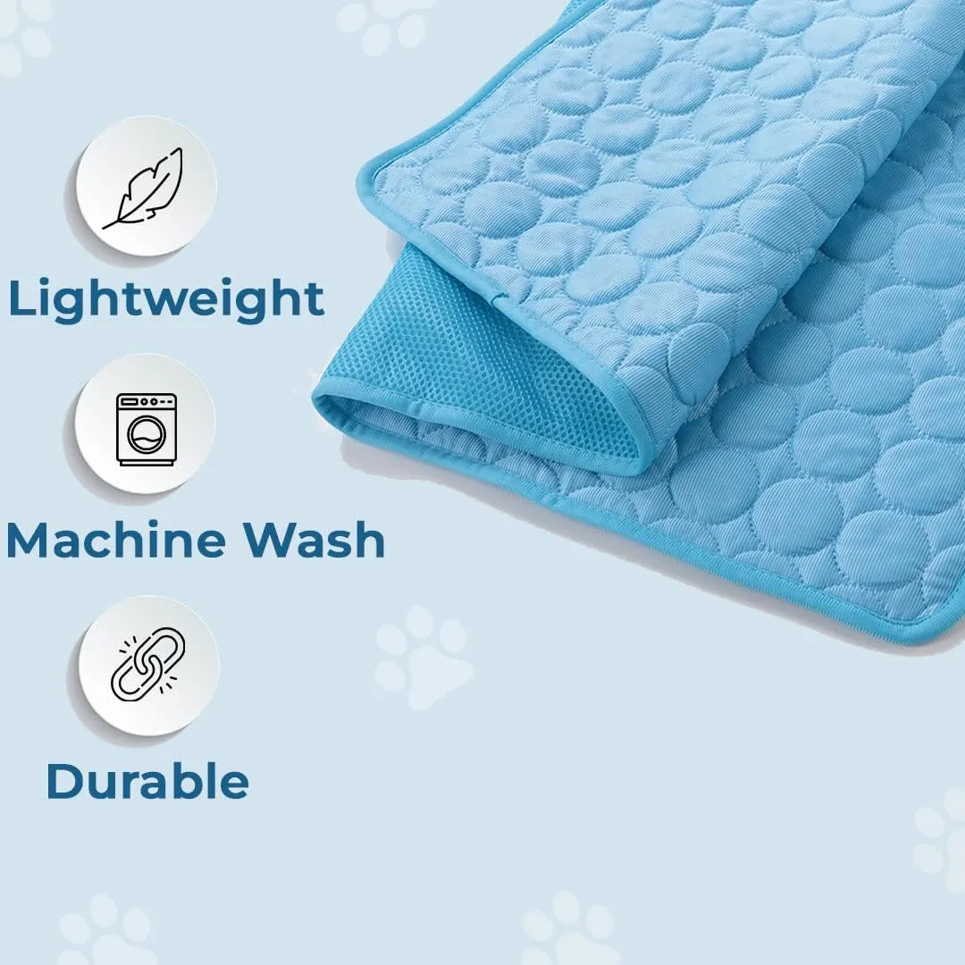Kuber Industries Rectangular Dog & Cat Bed|Premium Cool Ice Silk with Polyester With Bottom Mesh|Multi-Utility Self-Cooling Pad For Dog & Cat|Light-weight & Durable Dog Bed|ZQCJ001B-S|Blue (Pack Of 6)