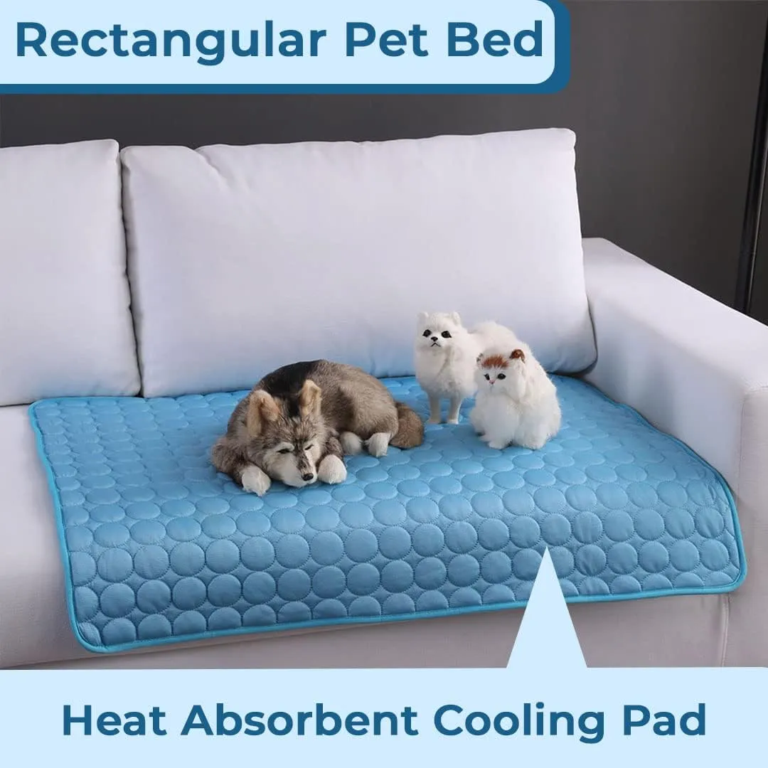 Kuber Industries Rectangular Dog & Cat Bed|Premium Cool Ice Silk with Polyester With Bottom Mesh|Multi-Utility Self-Cooling Pad For Dog & Cat|Light-weight & Durable Dog Bed|ZQCJ001B-S|Blue (Pack Of 6)