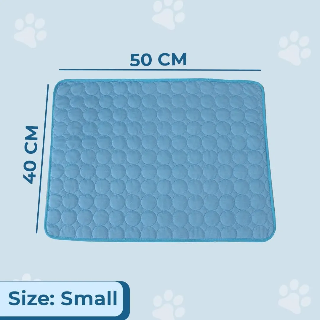 Kuber Industries Rectangular Dog & Cat Bed|Premium Cool Ice Silk with Polyester With Bottom Mesh|Multi-Utility Self-Cooling Pad For Dog & Cat|Light-weight & Durable Dog Bed|ZQCJ001B-S|Blue (Pack Of 6)