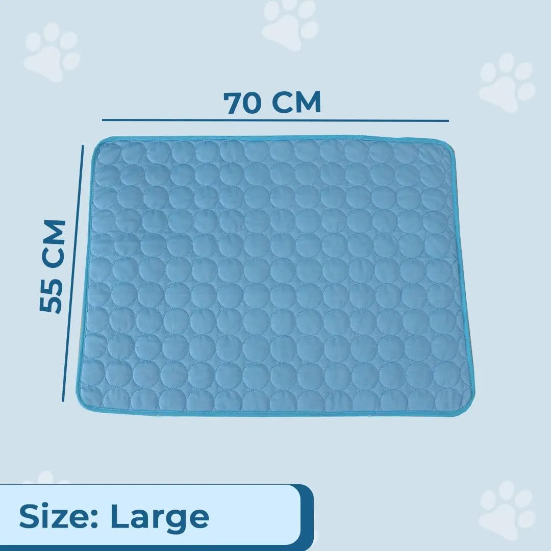 Kuber Industries Rectangular Dog & Cat Bed|Premium Cool Ice Silk with Polyester With Bottom Mesh|Multi-Utility Self-Cooling Pad For Dog & Cat|Light-weight & Durable Dog Bed|ZQCJ001B-XL|Blue(Pack Of 6)