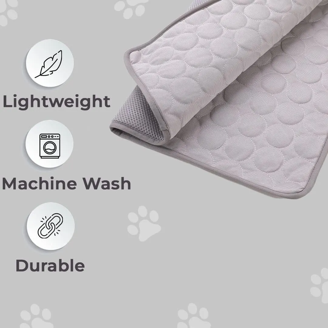 Kuber Industries Rectangular Dog & Cat Bed|Premium Cool Ice Silk with Polyester With Bottom Mesh|Multi-Utility Self-Cooling Pad For Dog & Cat|Light-weight & Durable Dog Bed|ZQCJ001G-S|Grey (Pack Of 3)