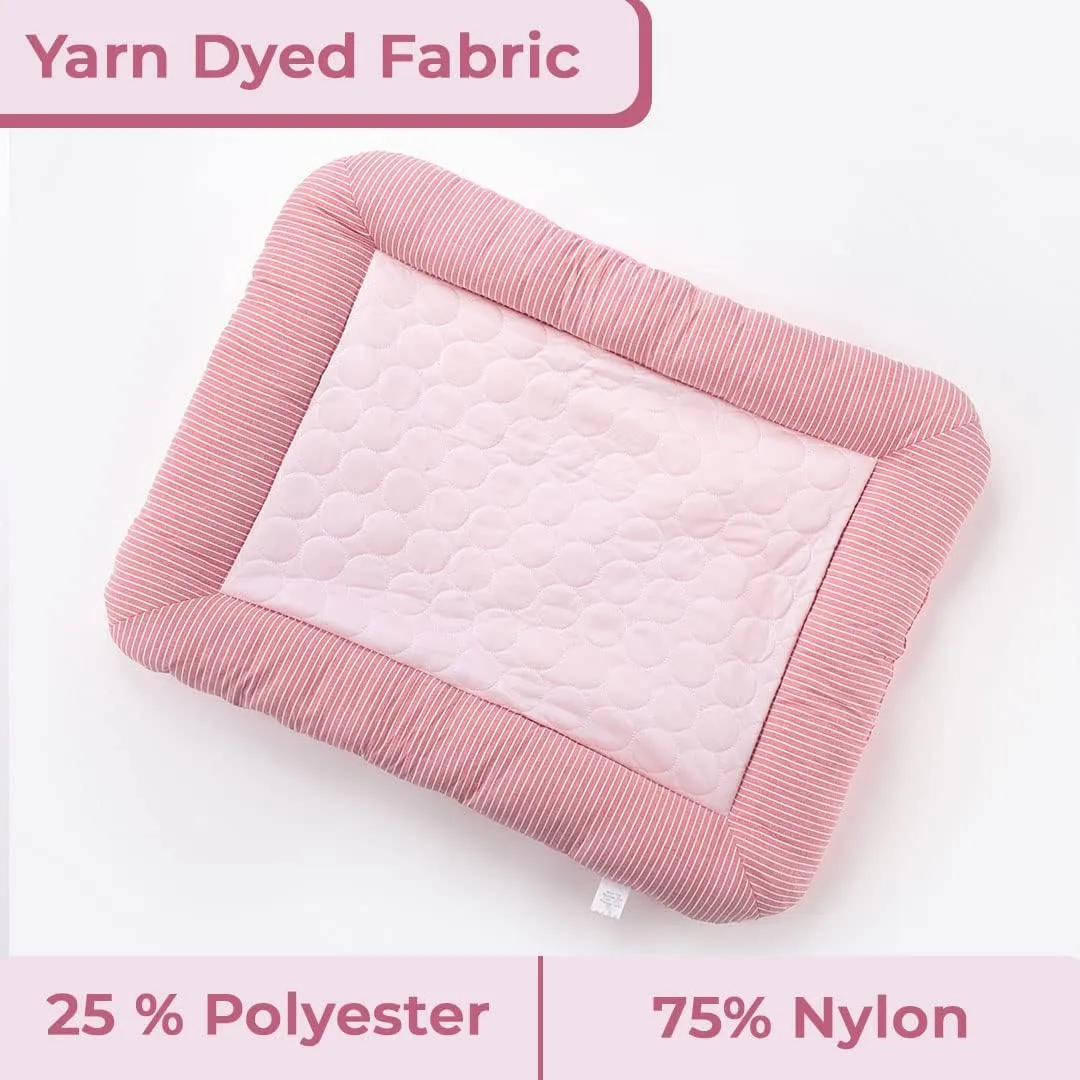 Kuber Industries Rectangular Dog & Cat Bed|Yarn Dyed Oxford Cloth|Nylon and Polyester With Cotton Filling|Self-Cooling Bed For Dog & Cat|Small Light-weight & Durable Dog Bed|ZQCJ005P-S|Pink(Pack Of 6)