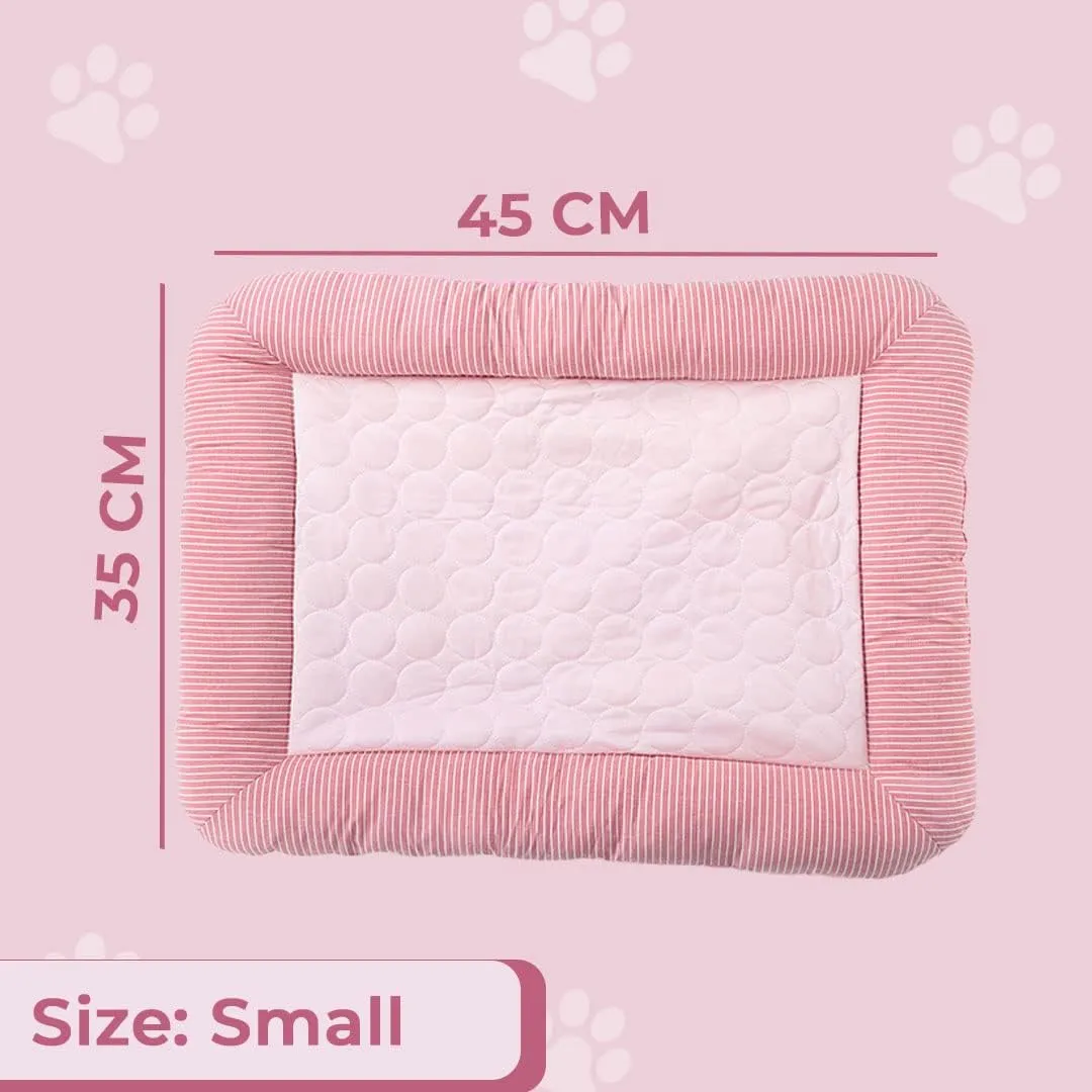 Kuber Industries Rectangular Dog & Cat Bed|Yarn Dyed Oxford Cloth|Nylon and Polyester With Cotton Filling|Self-Cooling Bed For Dog & Cat|Small Light-weight & Durable Dog Bed|ZQCJ005P-S|Pink(Pack Of 6)