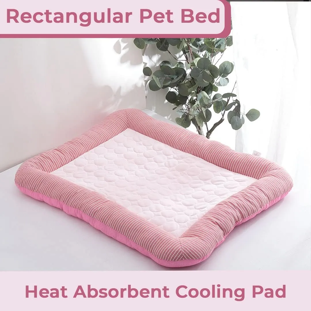 Kuber Industries Rectangular Dog & Cat Bed|Yarn Dyed Oxford Cloth|Nylon and Polyester With Cotton Filling|Self-Cooling Bed For Dog & Cat|Small Light-weight & Durable Dog Bed|ZQCJ005P-S|Pink(Pack Of 6)