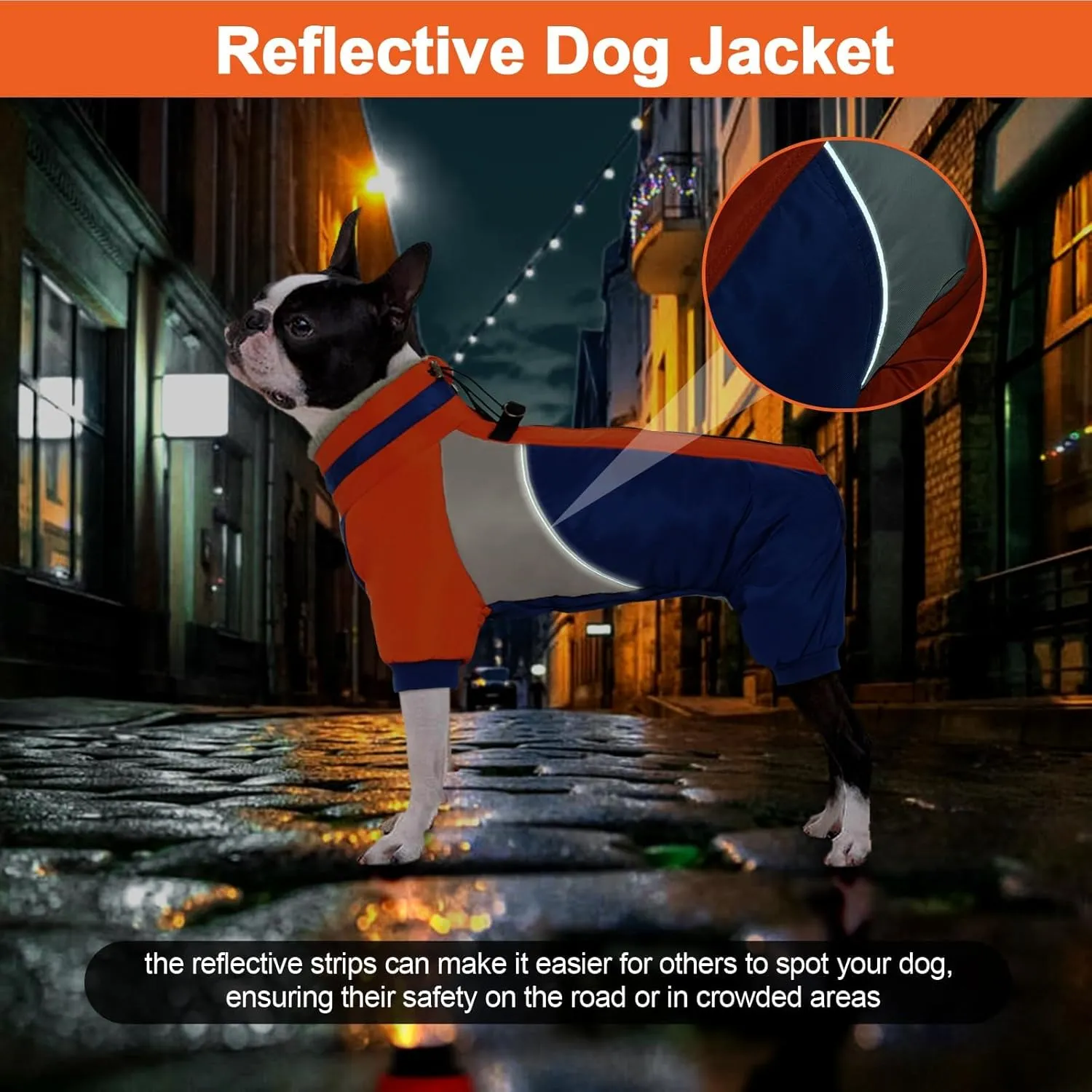 Kuoser Small Dog Coat with Harness - Warm Winter Reflective Jacket, Four-Legged Dog Snowsuit for Chihuahua, Yorkie (Blue XS)