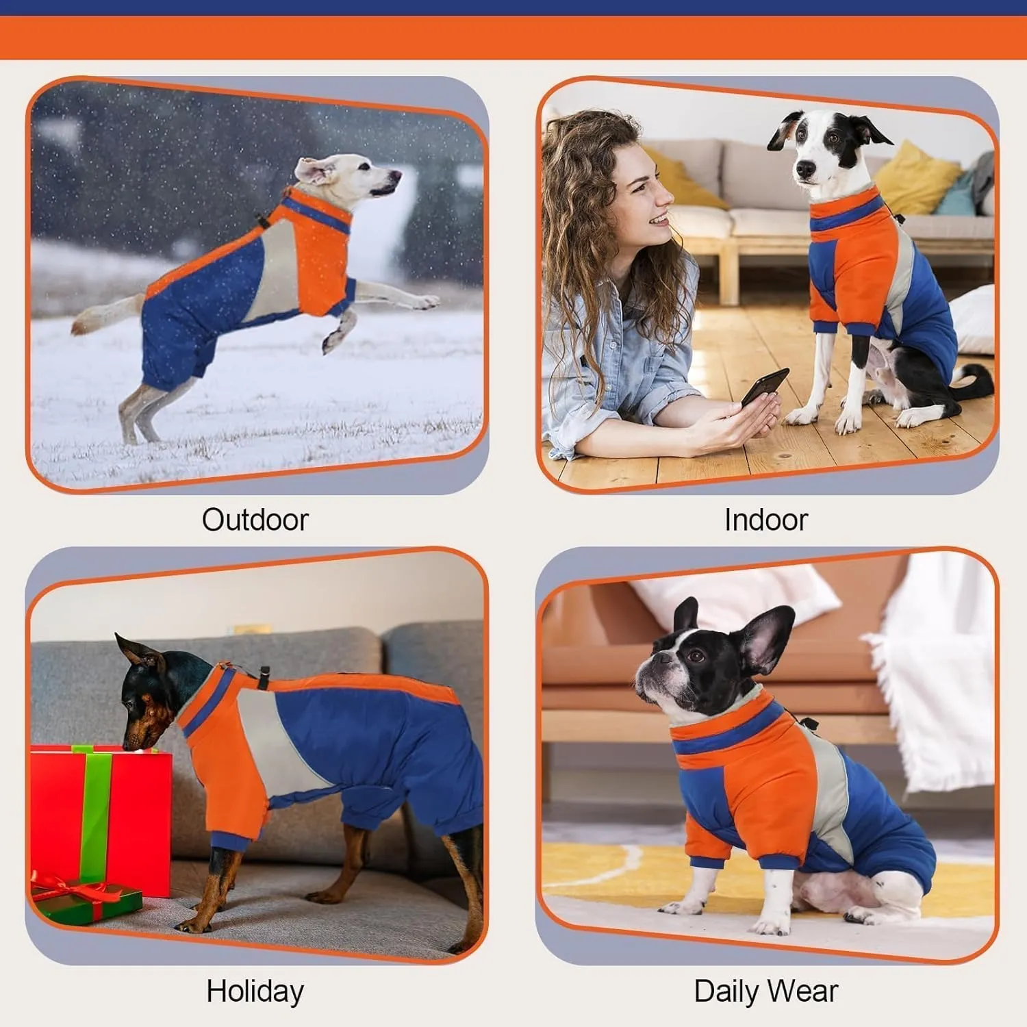 Kuoser Small Dog Coat with Harness - Warm Winter Reflective Jacket, Four-Legged Dog Snowsuit for Chihuahua, Yorkie (Blue XS)