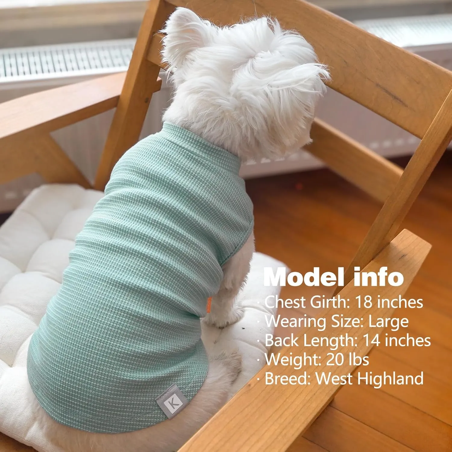 KYEESE 2Pack Waffle Dog Shirts for Small Dogs Stretchy T-Shirts Lightweight Tank Top Sleeveless Striped Vest Breathable Cat Tee, Medium, Green Striped