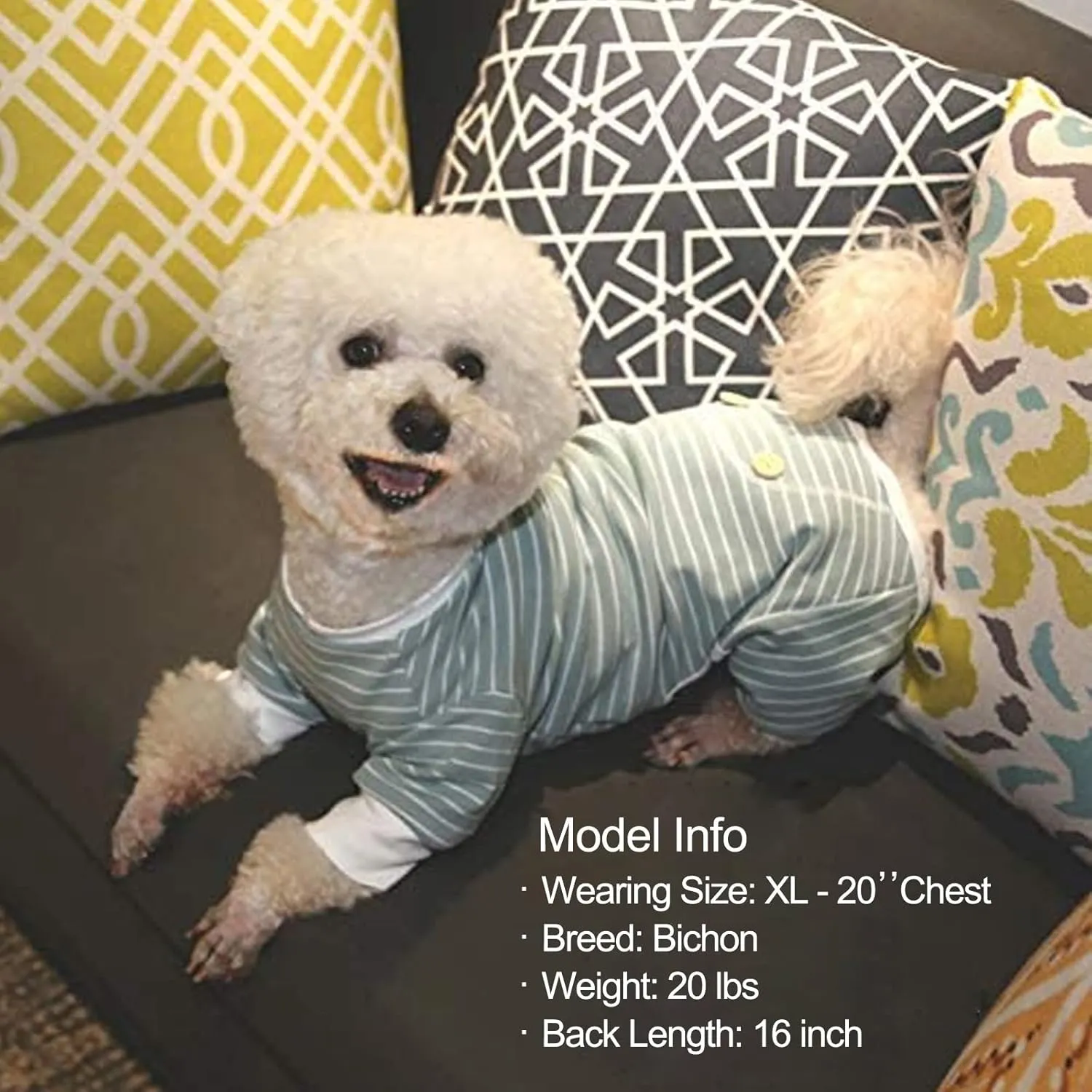 KYEESE Dog Pajamas Stretchable Dog Jumpsuit 4 Legs Strip PJS Pet Puppy Cat Pajamas Lightweight