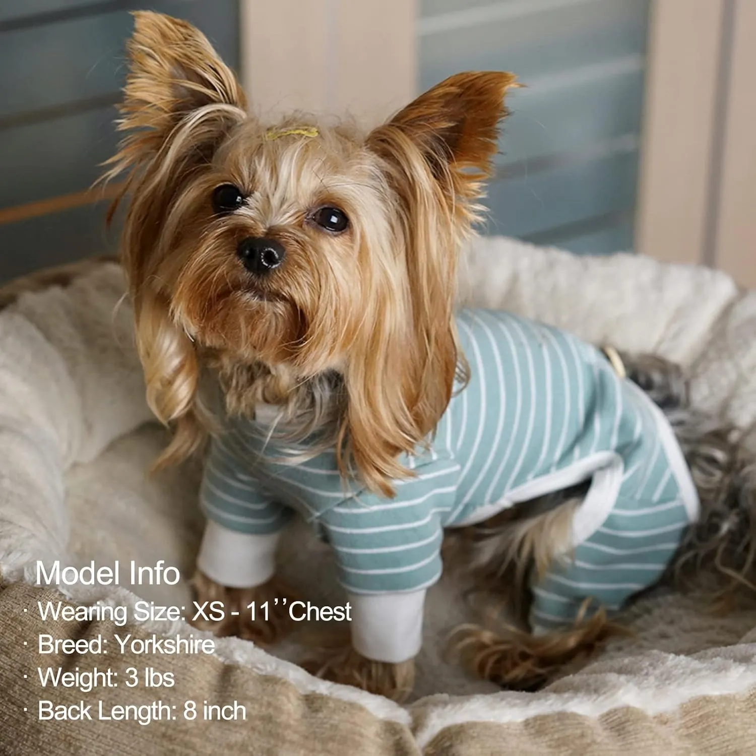 KYEESE Dog Pajamas Stretchable Dog Jumpsuit 4 Legs Strip PJS Pet Puppy Cat Pajamas Lightweight