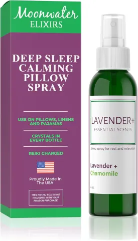 Lavender Sleep Spray for Pillows, Linens & Pajamas  Natural Calming Lavender & Chamomile Aromatherapy Mist with Amethyst & Reiki Energy. Deep Sleep   Bedtime Relaxation for Adults & Kids. 4 ounce (1)