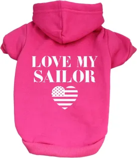 Love My Sailor Dog Hoodie Fleece Lined Pullover Sweatshirt with Leash Hole (Hot Pink, Medium 90) Love My Sailor Dog Hoodie Fleece Lined Pullover Sweatshirt with Leash Hole (Hot Pink, Medium 90)