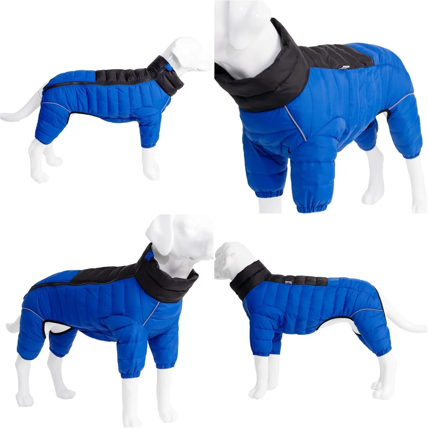 Lovelonglong Dog Coat Dog Warm Jacket, 4 Legs Covered Waterproof Windproof Reflective Warm Dog Vest, Zippered Adjustable Outdoor Dog Snow Jacket for Small Medium Large Dogs Blue XXXL