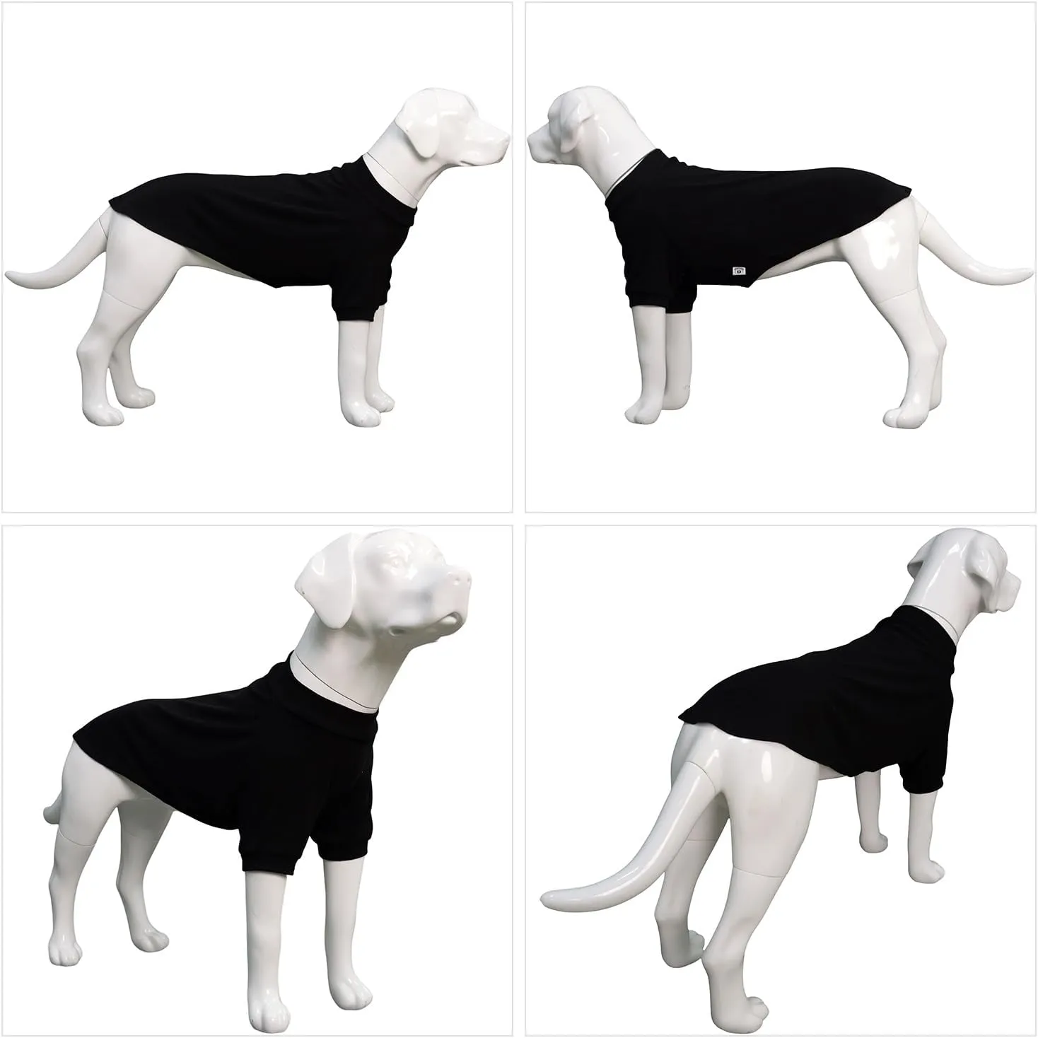 Lovelonglong Ribbed Dog T-Shirt Cotton Knitted Dog Sweaters for All Season Pet T-Shirts for Large Medium Small Dogs Black S