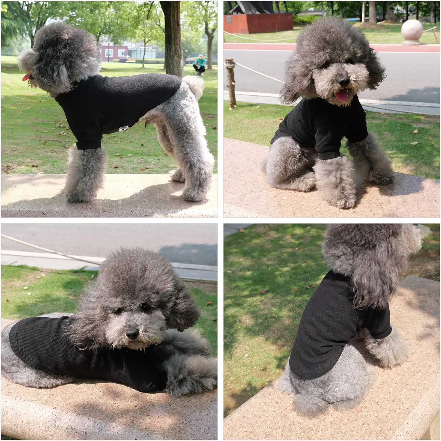 Lovelonglong Ribbed Dog T-Shirt Cotton Knitted Dog Sweaters for All Season Pet T-Shirts for Large Medium Small Dogs Black S