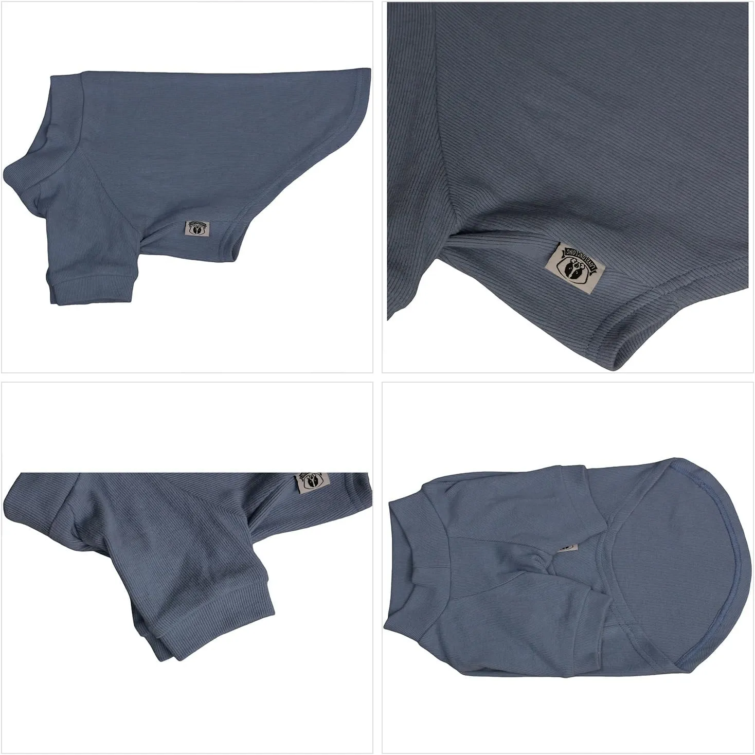 Lovelonglong Ribbed Dog T-Shirt Cotton Knitted Dog Sweaters for All Season Pet T-Shirts for Large Medium Small Dogs Grayish Blue 3XL