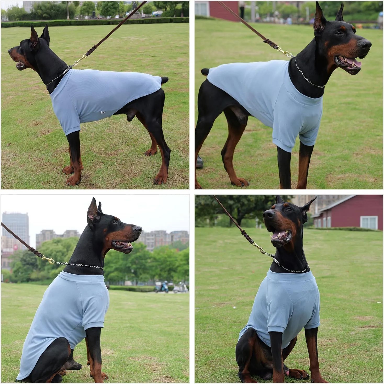 Lovelonglong Ribbed Dog T-Shirt Cotton Knitted Dog Sweaters for All Season Pet T-Shirts for Large Medium Small Dogs Grayish Blue 3XL