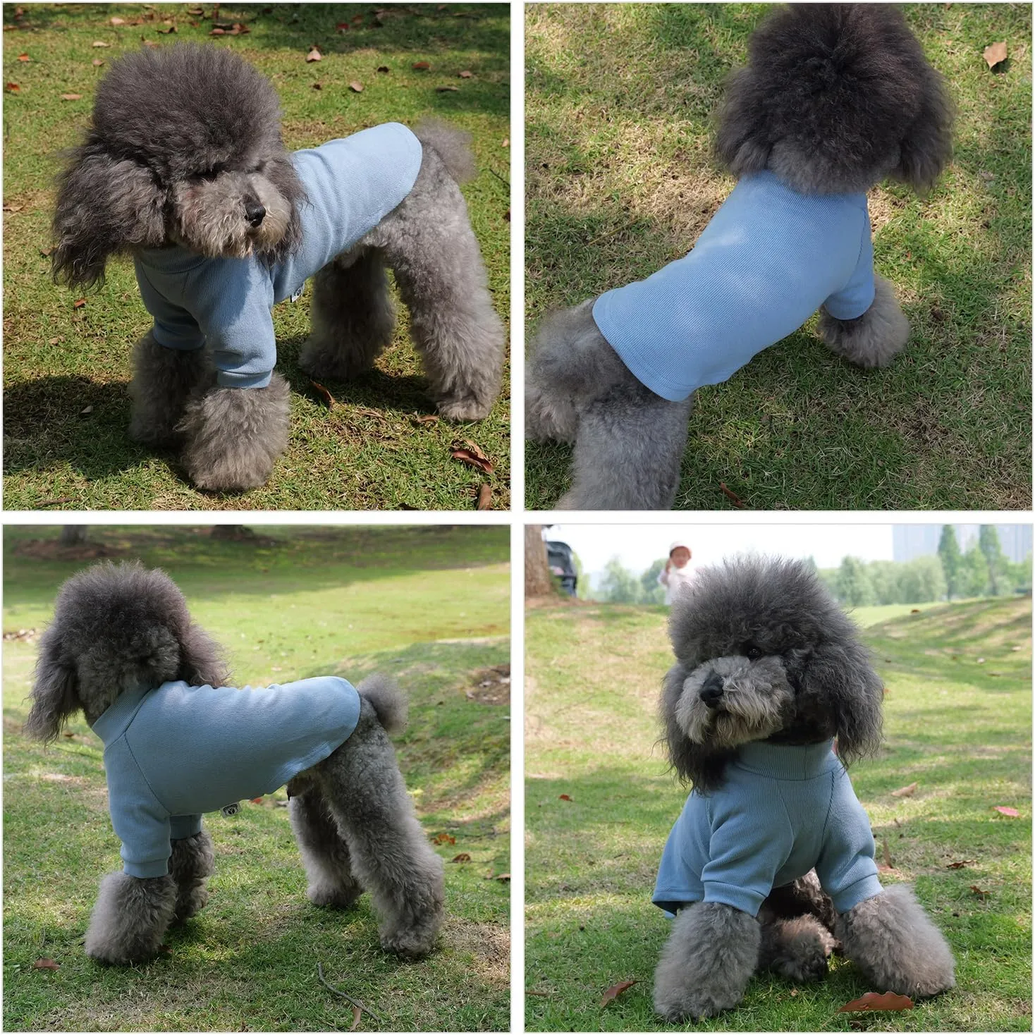 Lovelonglong Ribbed Dog T-Shirt Cotton Knitted Dog Sweaters for All Season Pet T-Shirts for Large Medium Small Dogs Grayish Blue 3XL