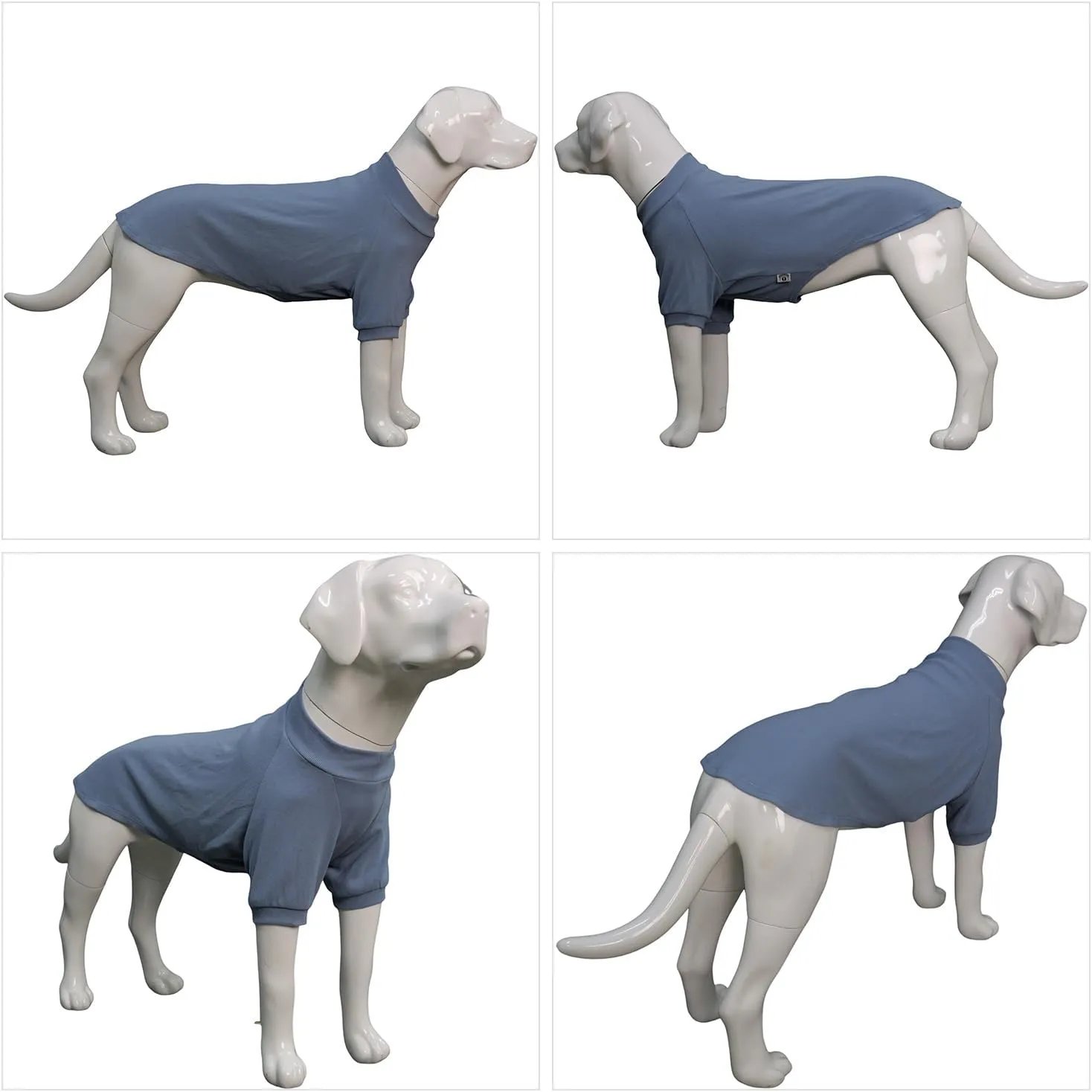 Lovelonglong Ribbed Dog T-Shirt Cotton Knitted Dog Sweaters for All Season Pet T-Shirts for Large Medium Small Dogs Grayish Blue 3XL