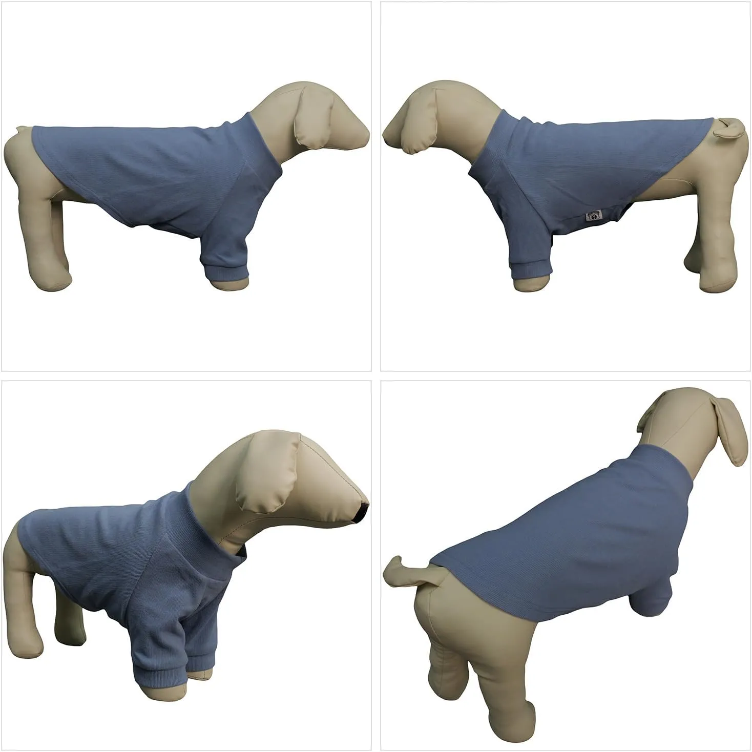Lovelonglong Ribbed Dog T-Shirt Cotton Knitted Dog Sweaters for All Season Pet T-Shirts for Large Medium Small Dogs Grayish Blue 3XL