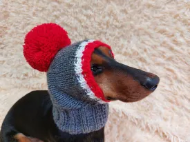 Monkey pet hat with big pompom, warm winter dog hat with pompom